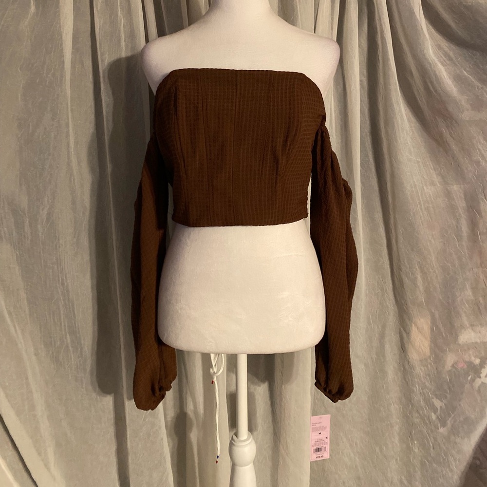 Wild Fable Off The Shoulder Brown Crop Top Size Medium NEW with tags!!